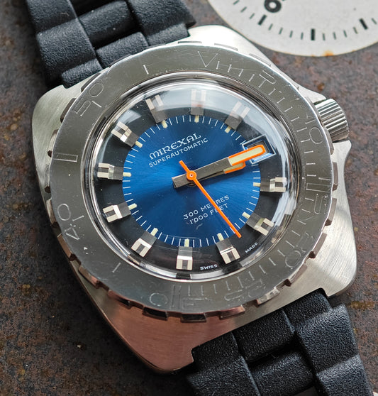 MINT Vintage MIREXAL deep diver 300m Automatic 44,5 size (!)