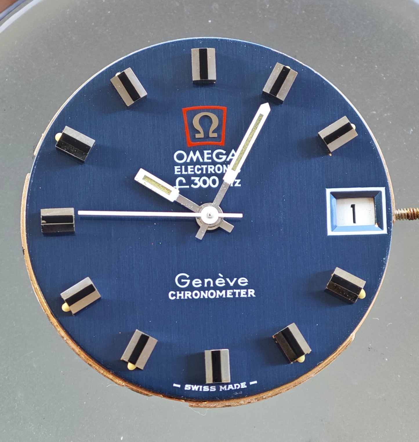 OMEGA Geneve Blue Dial Big Block - f300 - Steel Date Wheel