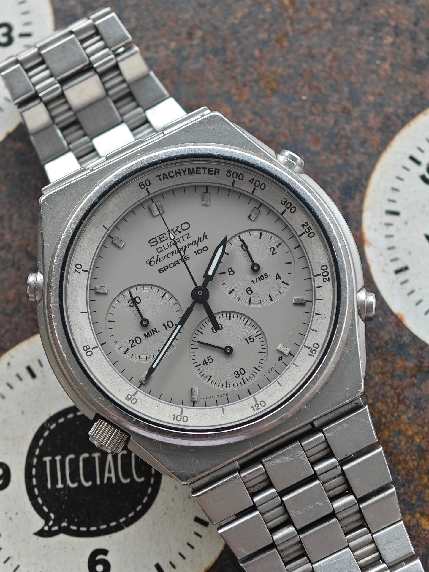 Rare SEIKO Grey Ghost 7a28-7079 with long 19cm bracelet