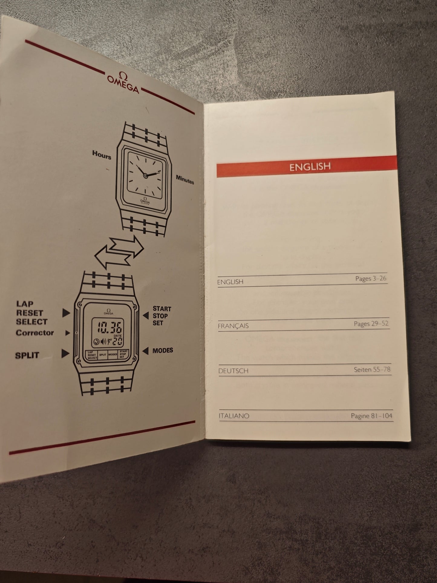 Extremely Rare Manual for the OMEGA Equinoxe - 4 languages - 104 Pages