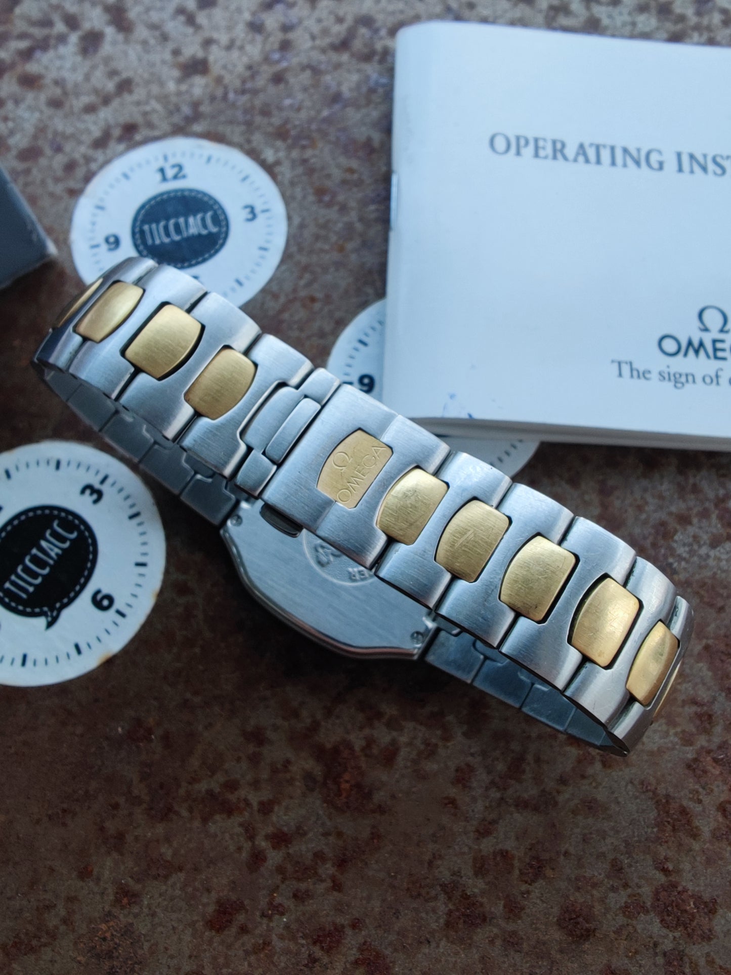 MINT OMEGA Polaris Multi- functional stainless steel / gold Box & manual