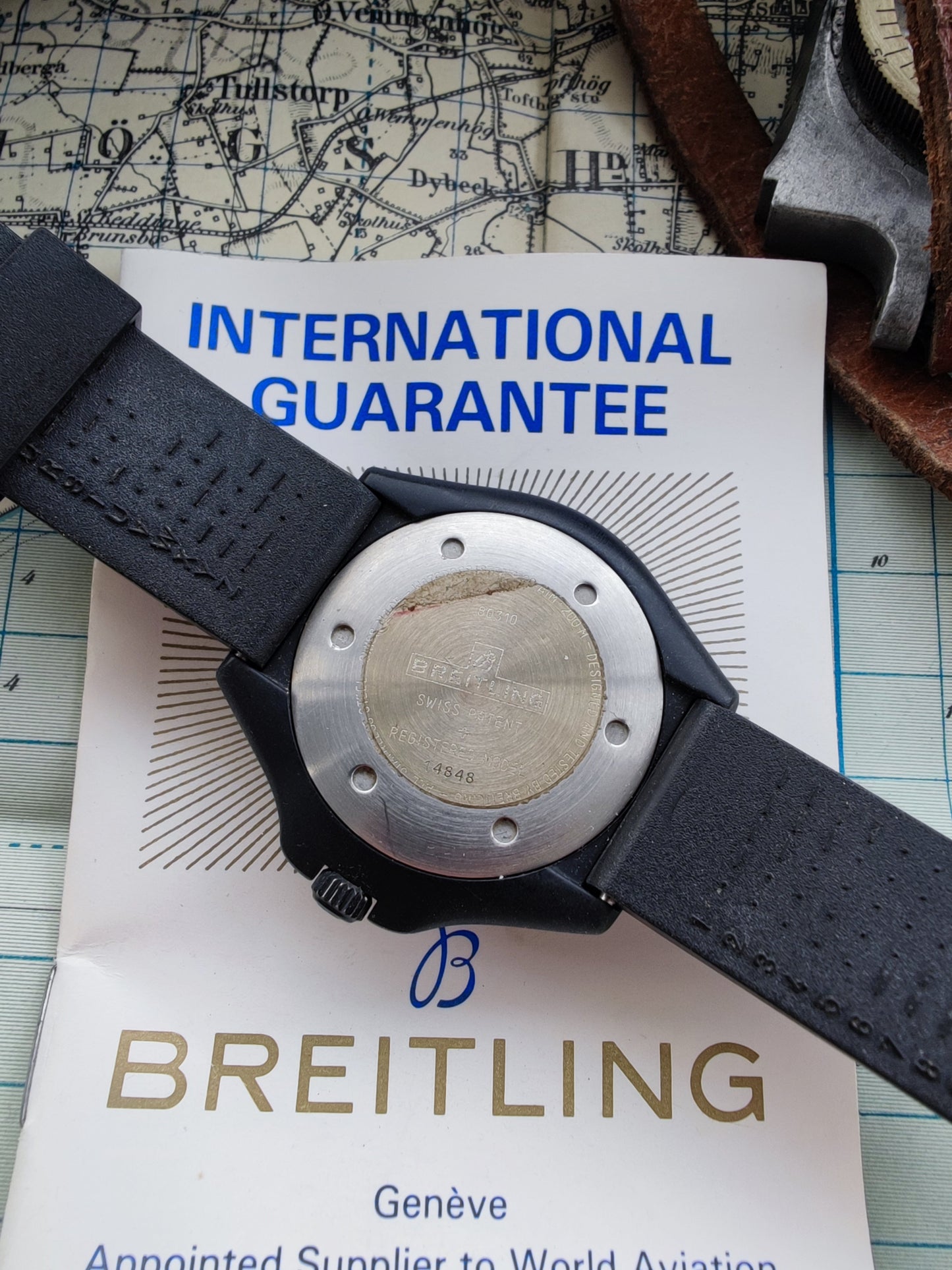 MINT+++ Breitling Colt Military PVD 80310 - strap & 1986 warranty