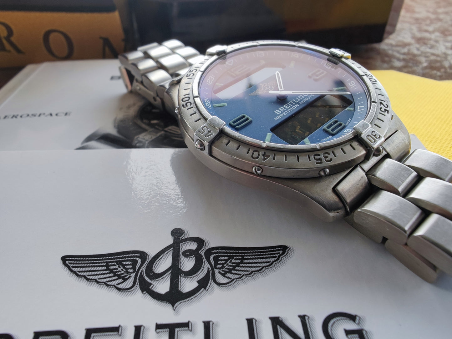 Blue Breitling Aerospace Repetition Minutes Titanium F65062 - FULL SET