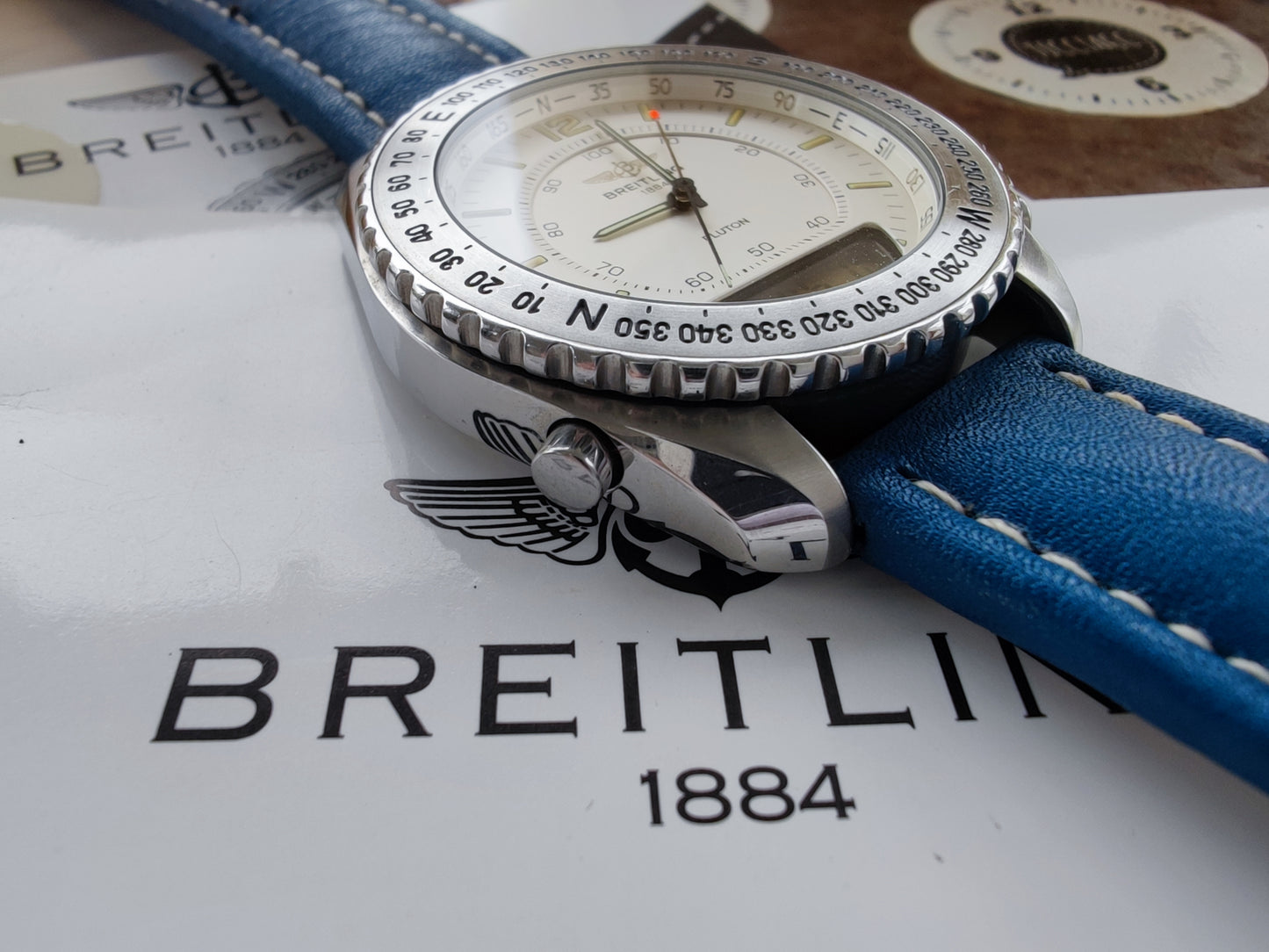 As new Breitling NEW PLUTON 1884 White Dial Full SET SERVICE FEB -2024