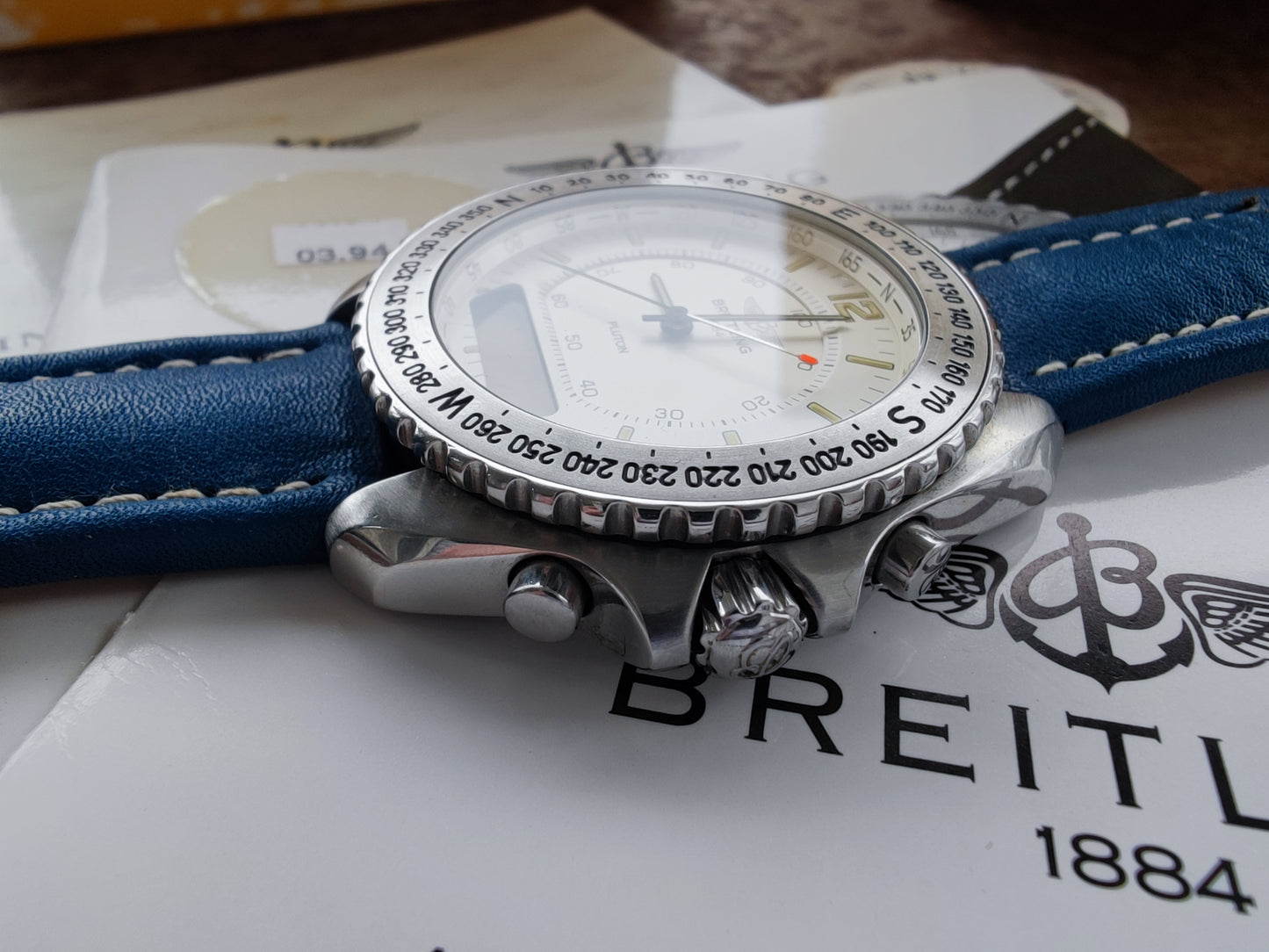 As new Breitling NEW PLUTON 1884 White Dial Full SET SERVICE FEB -2024