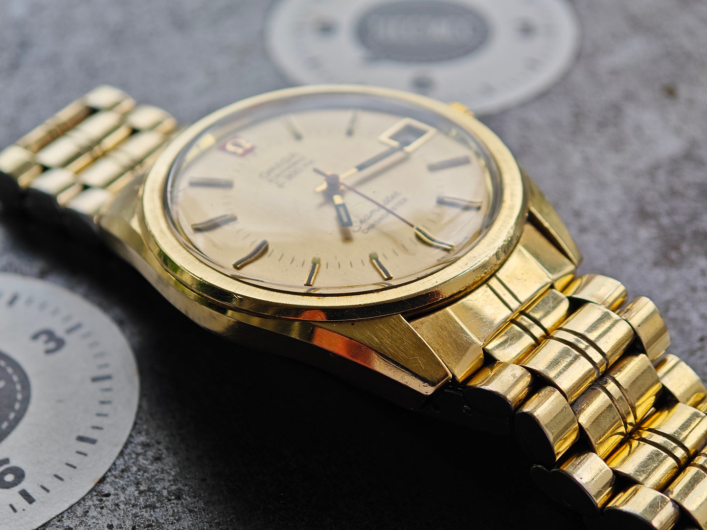 Rare gold plated OMEGA SEAMASTER Electronic f300 & bracelet