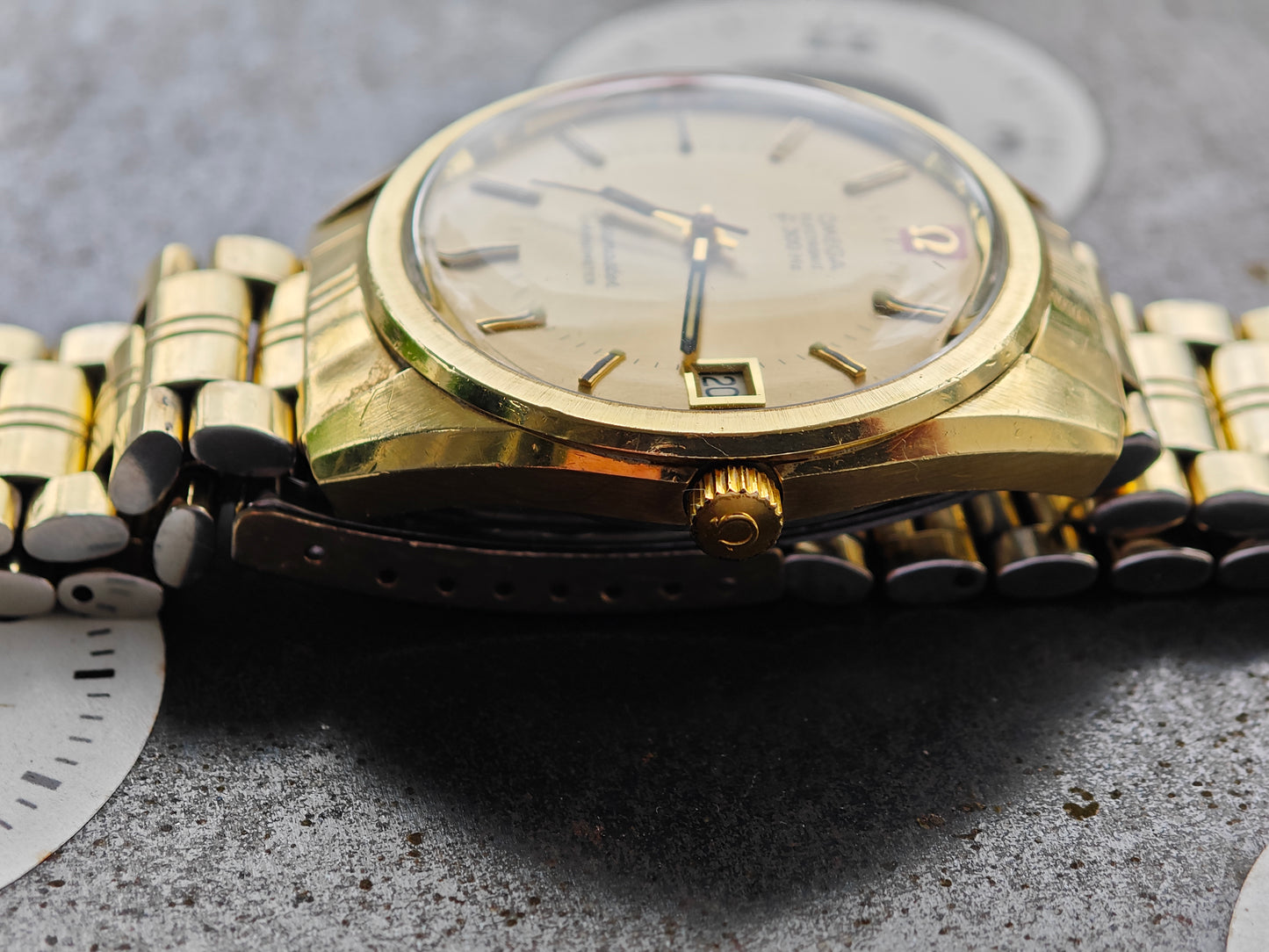 Rare gold plated OMEGA SEAMASTER Electronic f300 & bracelet