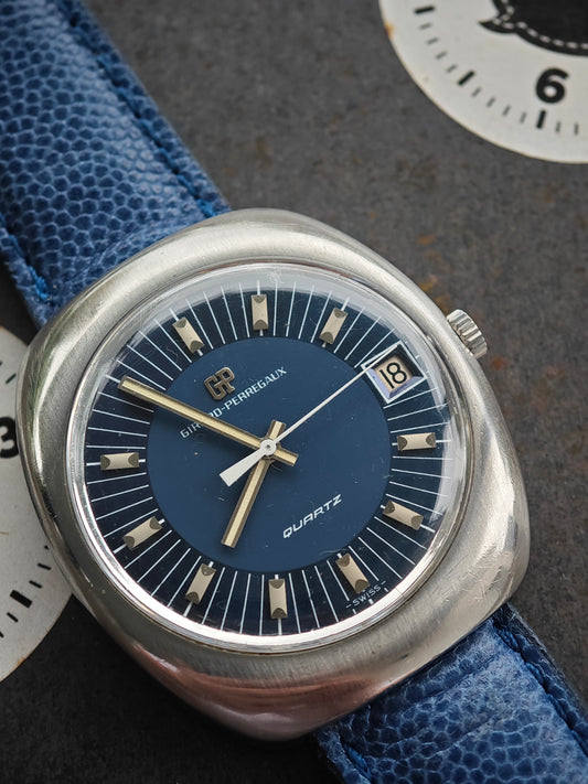 Vintage JUMBO Girard Perregaux GP 9494KF Quartz BLUE Dial