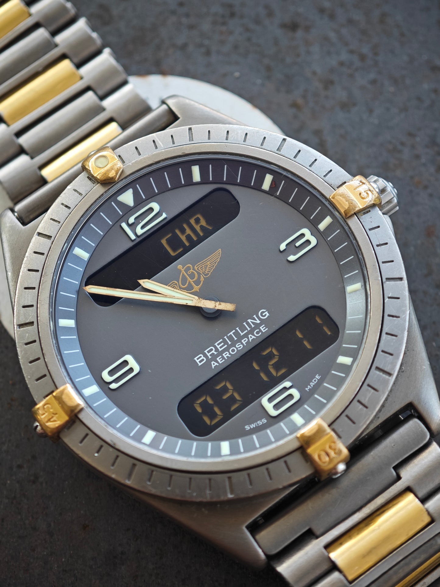 Early Bicolor Breitling Aerospace F56060 1884 & manual