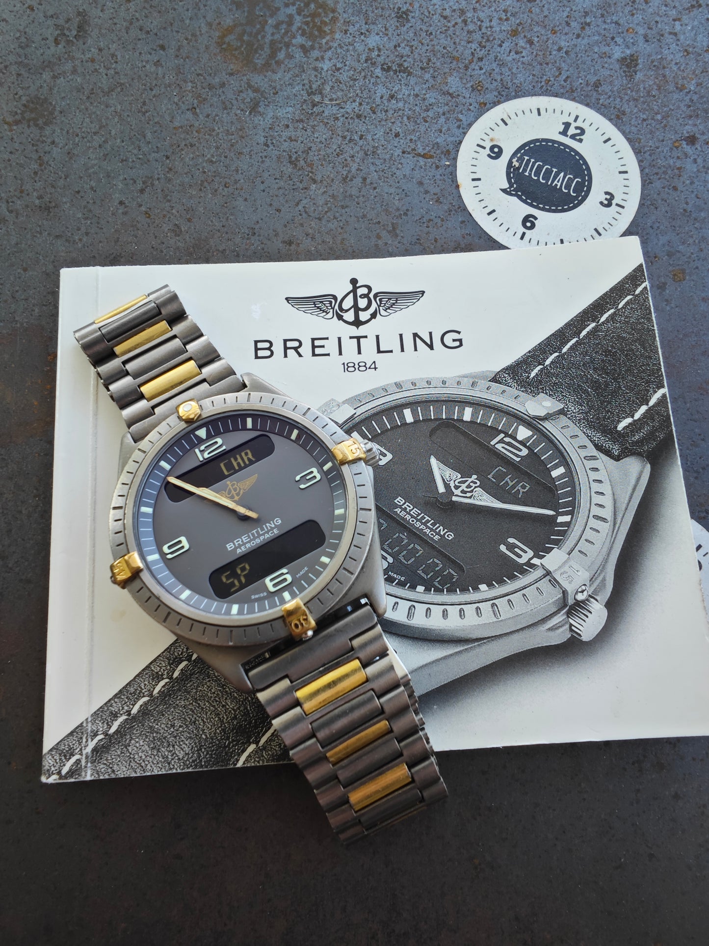 Early Bicolor Breitling Aerospace F56060 1884 & manual