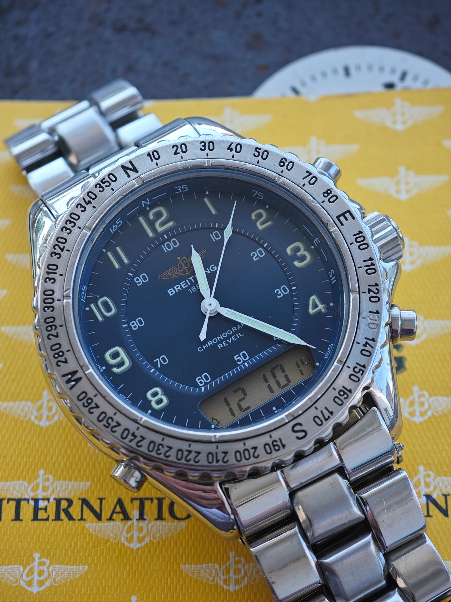 2000 - Breitling Pluton REVEIL A51035 Blue Dial Service SEPT 2024 & Papees