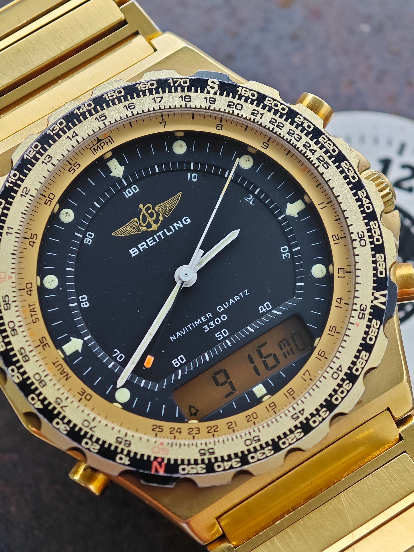 MINT Breitling 3300 Navitimer / Jupiter 80971 goldtone