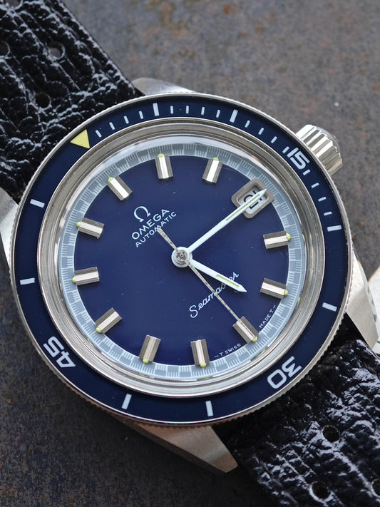 N.O.S. Omega Seamaster Diver 166062 Big Crown 60 blue dial & Box & Outer Box & Corfam Strap