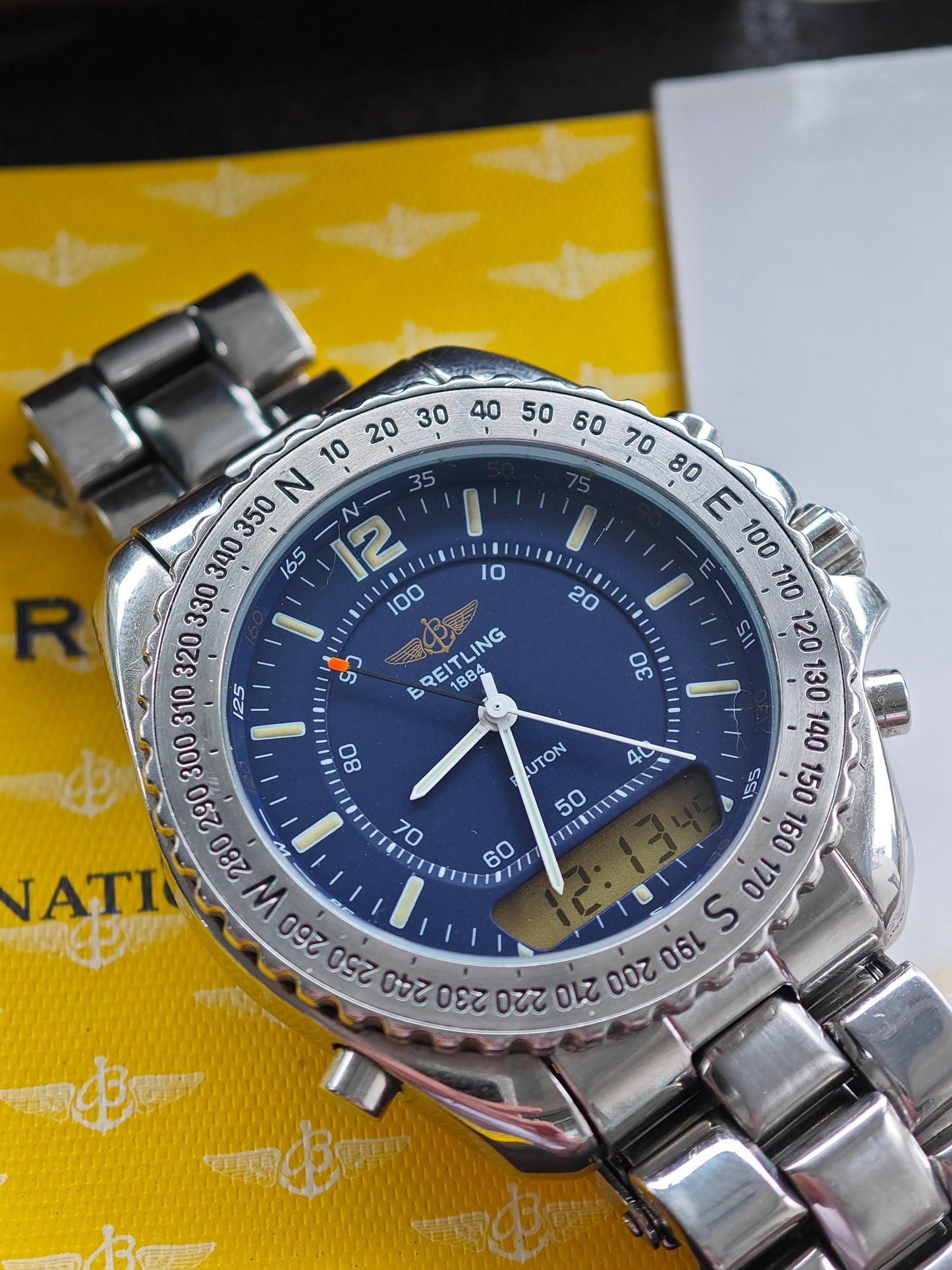 1997 - Breitling Pluton A51038 Blue Dial FULL SET - Box & Papers & Tags