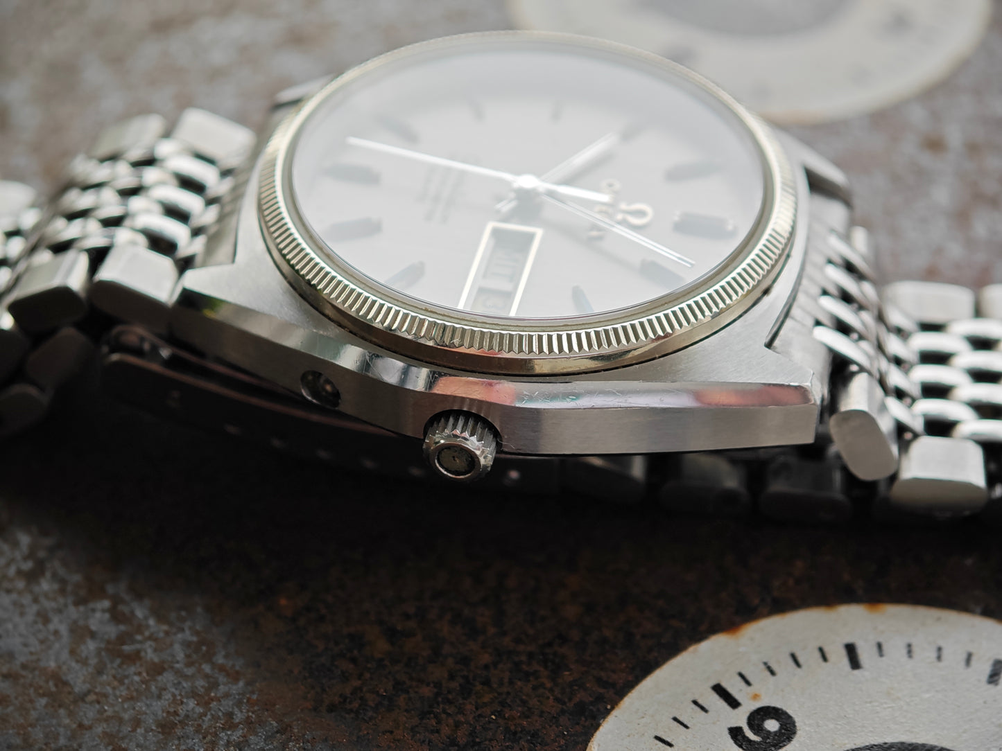 Super Rare OMEGA Oyster DayDate with Fluted WHITE GOLD Bezel