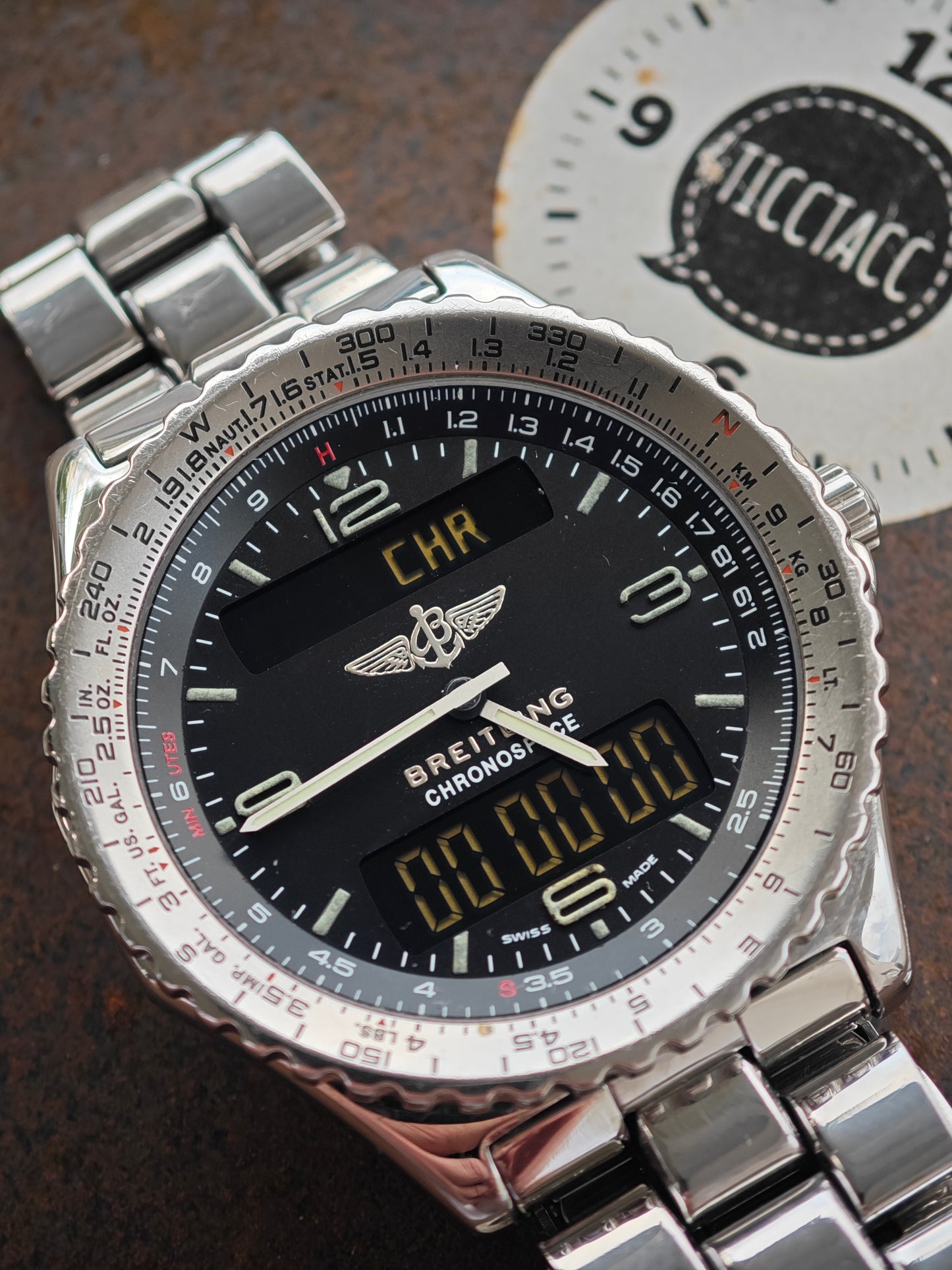 Amazing & Rare Black Dial Breitling Chronospace A56012.1 & bracelet & service