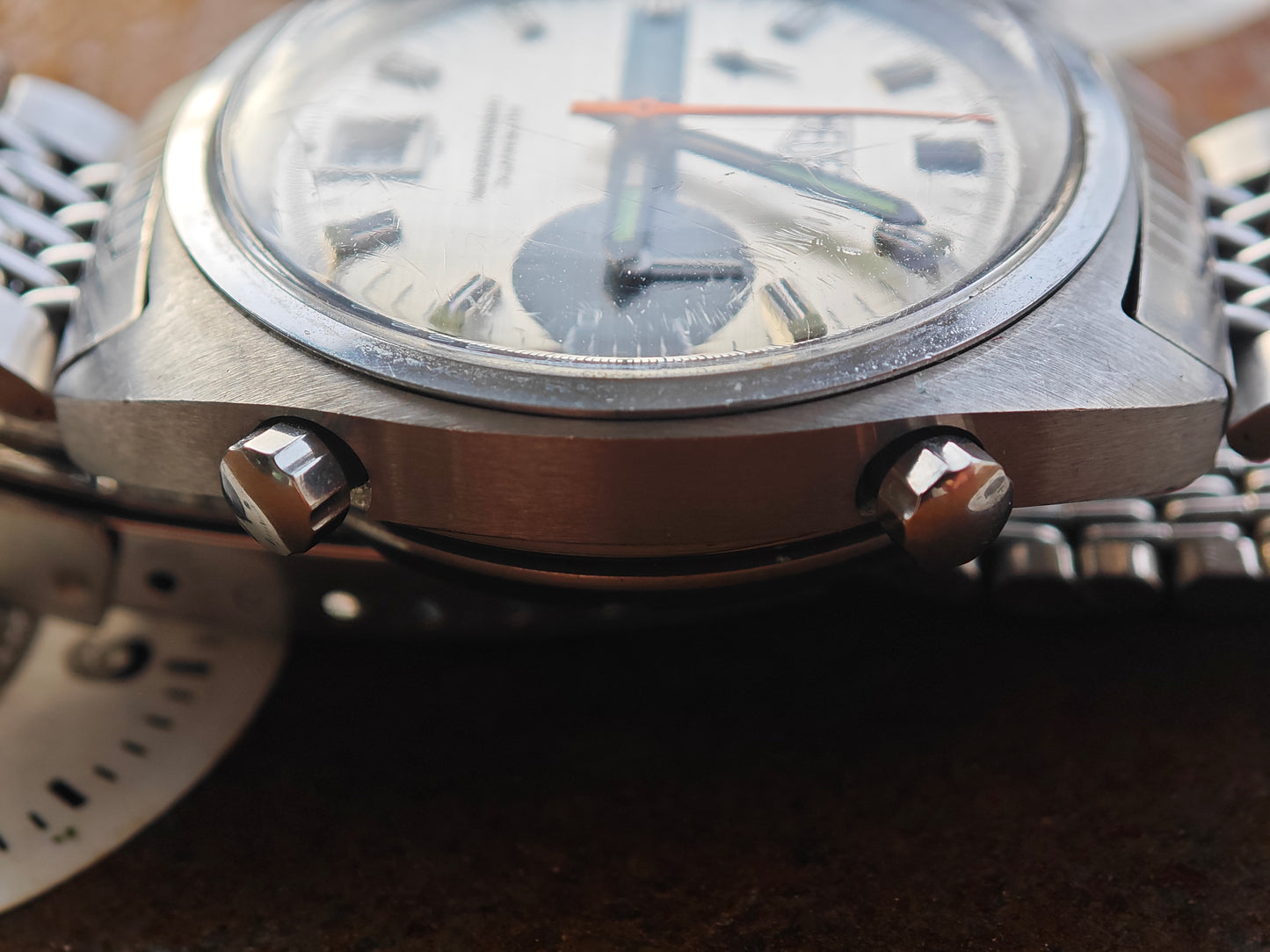 HEUER CARRERA 1553s cal.15 Silver Dial & GF bracelet