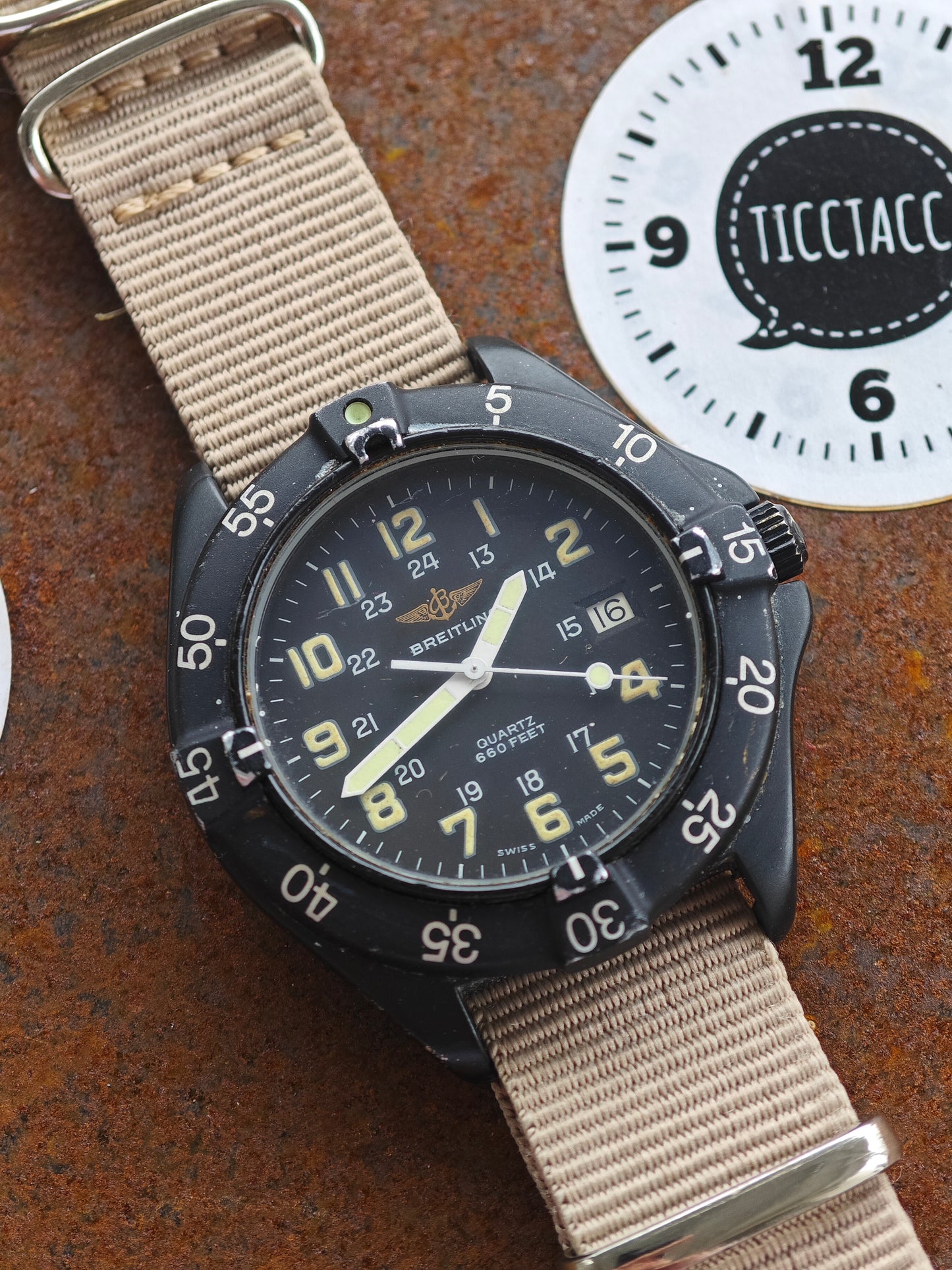 Military Breitling COLT 80180 M50035 in black PVD & Military strap