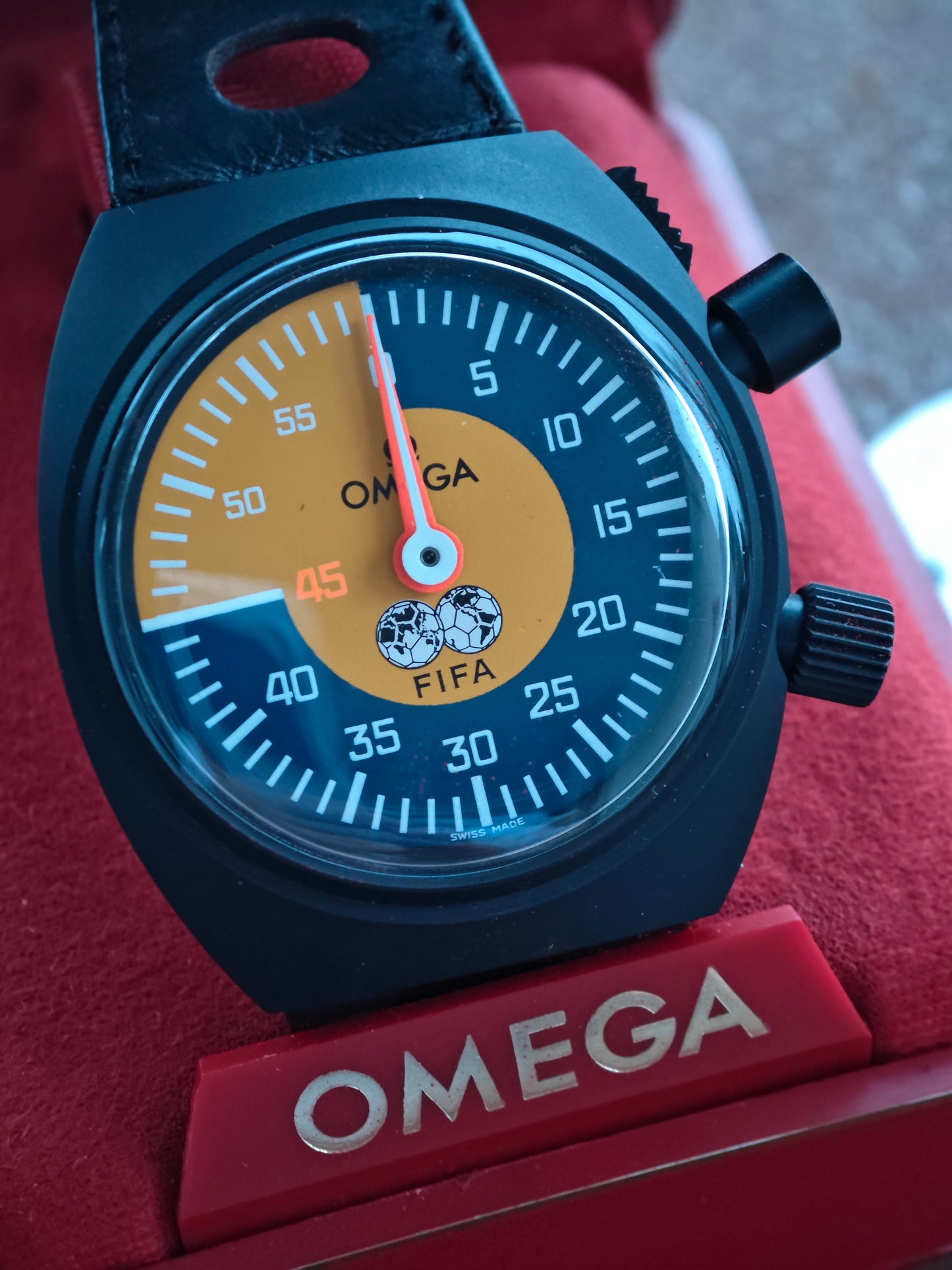 N.O.S. OMEGA FIFA Soccer PVD Stopwatch & original BOX