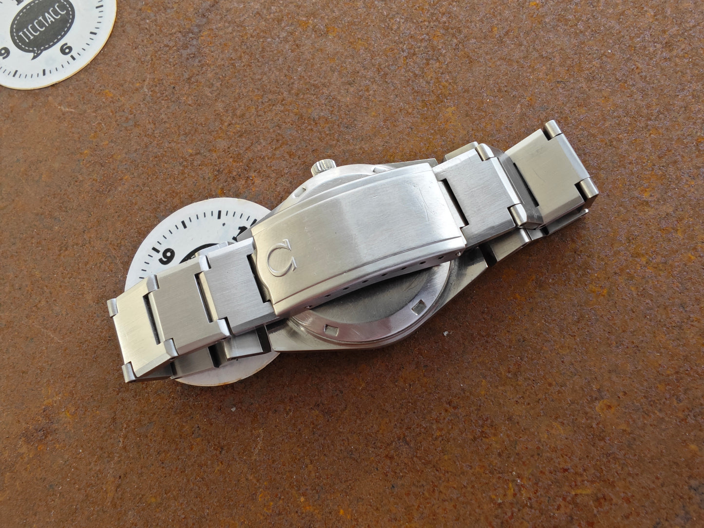 RARE OMEGE "RAID" Geneve Flat Link Silver Dial Big bracelet 19,0-19,5cm