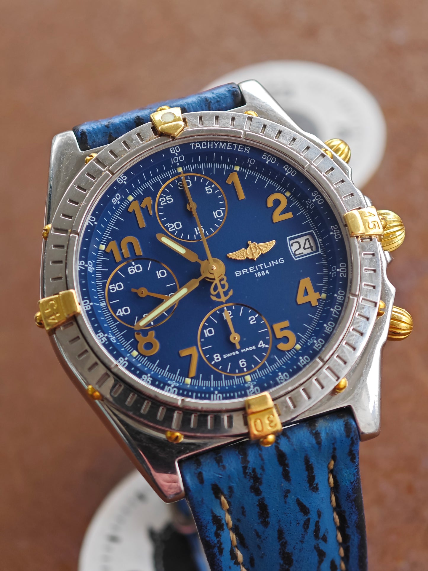 TOP Conditions Breitling Chronomat B13050.1 Bicolor Blue Dial & Deployment buckle