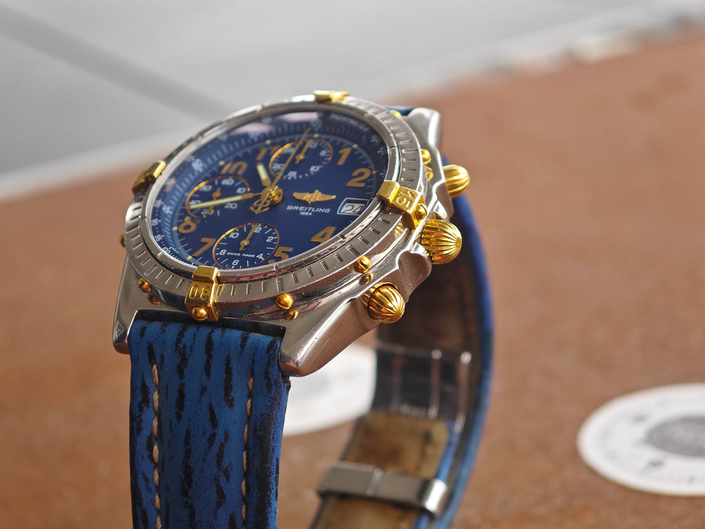 TOP Conditions Breitling Chronomat B13050.1 Bicolor Blue Dial & Deployment buckle