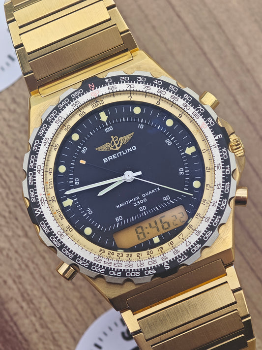 MINT+++ Breitling Navitimer 3300/Jupiter 80971 goldtone - SERVICE FEB2025