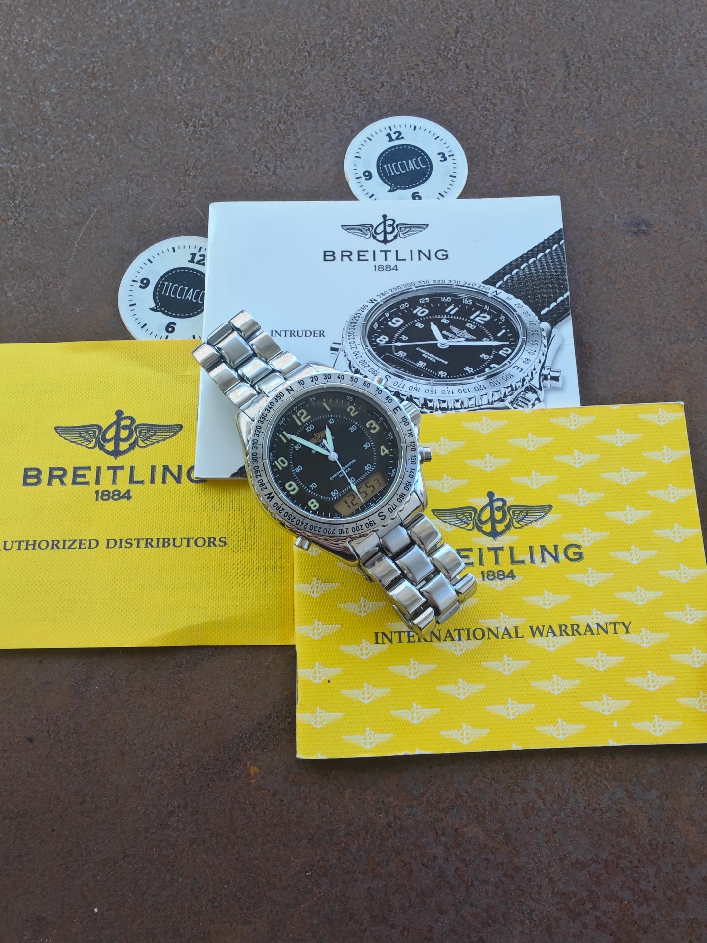 1998 MINT Breitling REVEIL A51035 DEEP BLACK & PAPERS & BRACELET & SERVICE MARCH 2025