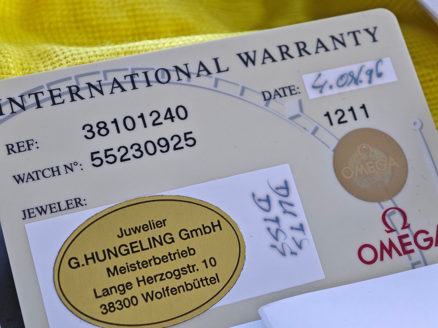 OMEGA Speedmaster M. Schumachler Edition Mega Full Set 1996 Invoice