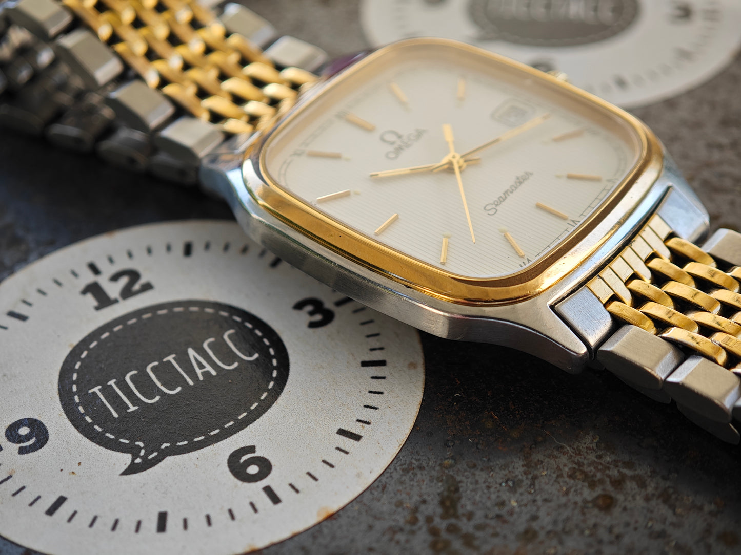 NEUWERTIGES OMEGA Seamaster BREST Bicolor 1430 &amp; burgunderfarbene Box