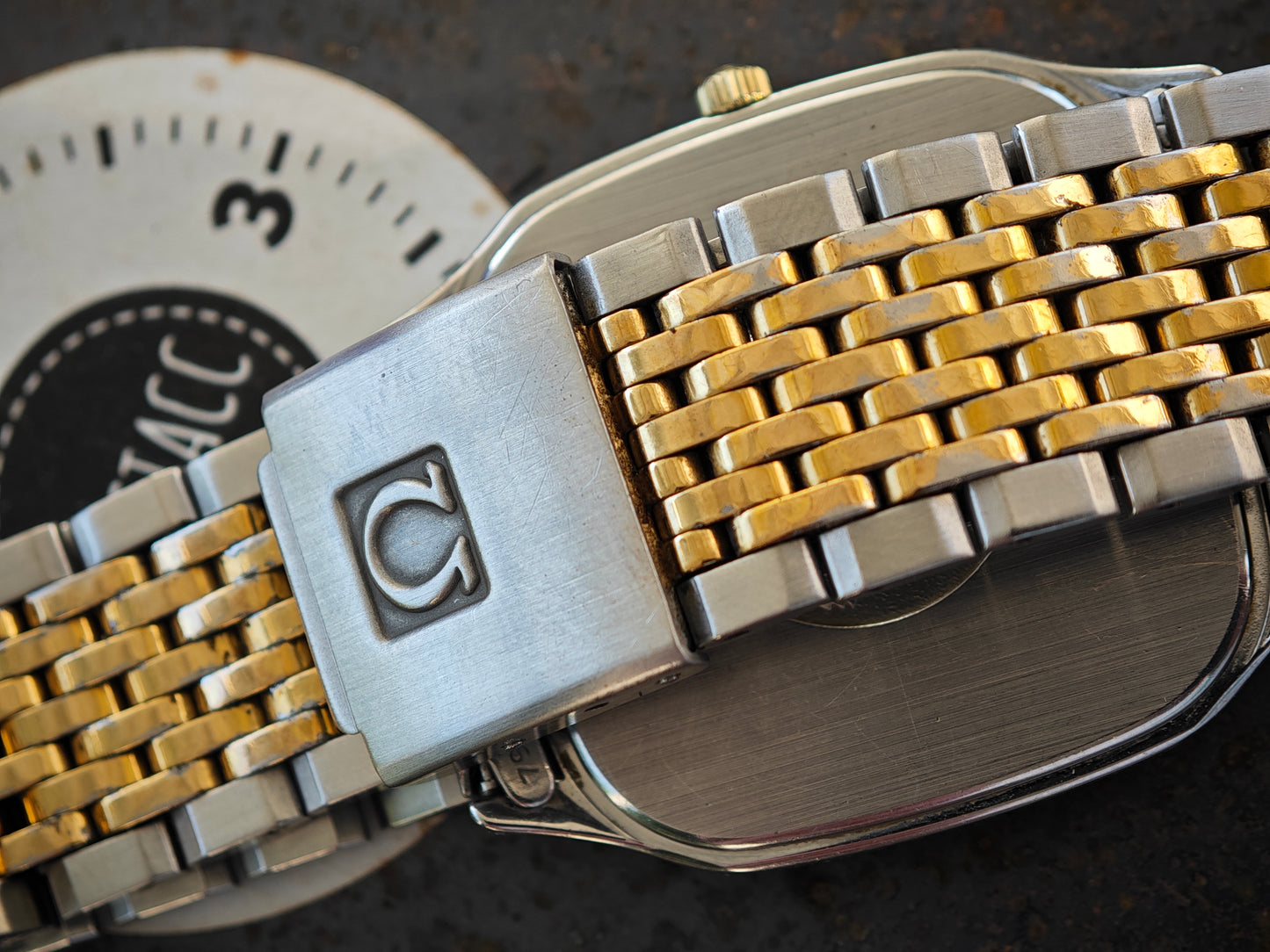 NEUWERTIGES OMEGA Seamaster BREST Bicolor 1430 &amp; burgunderfarbene Box