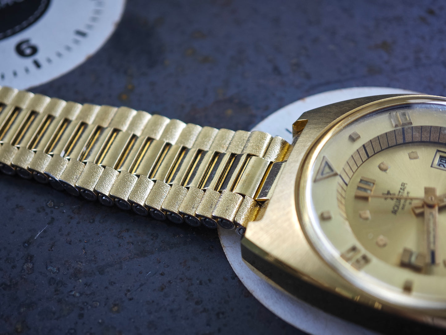 NOS Aquastar SeaTime vergoldet &amp; NSA Armband und Box UNISEX