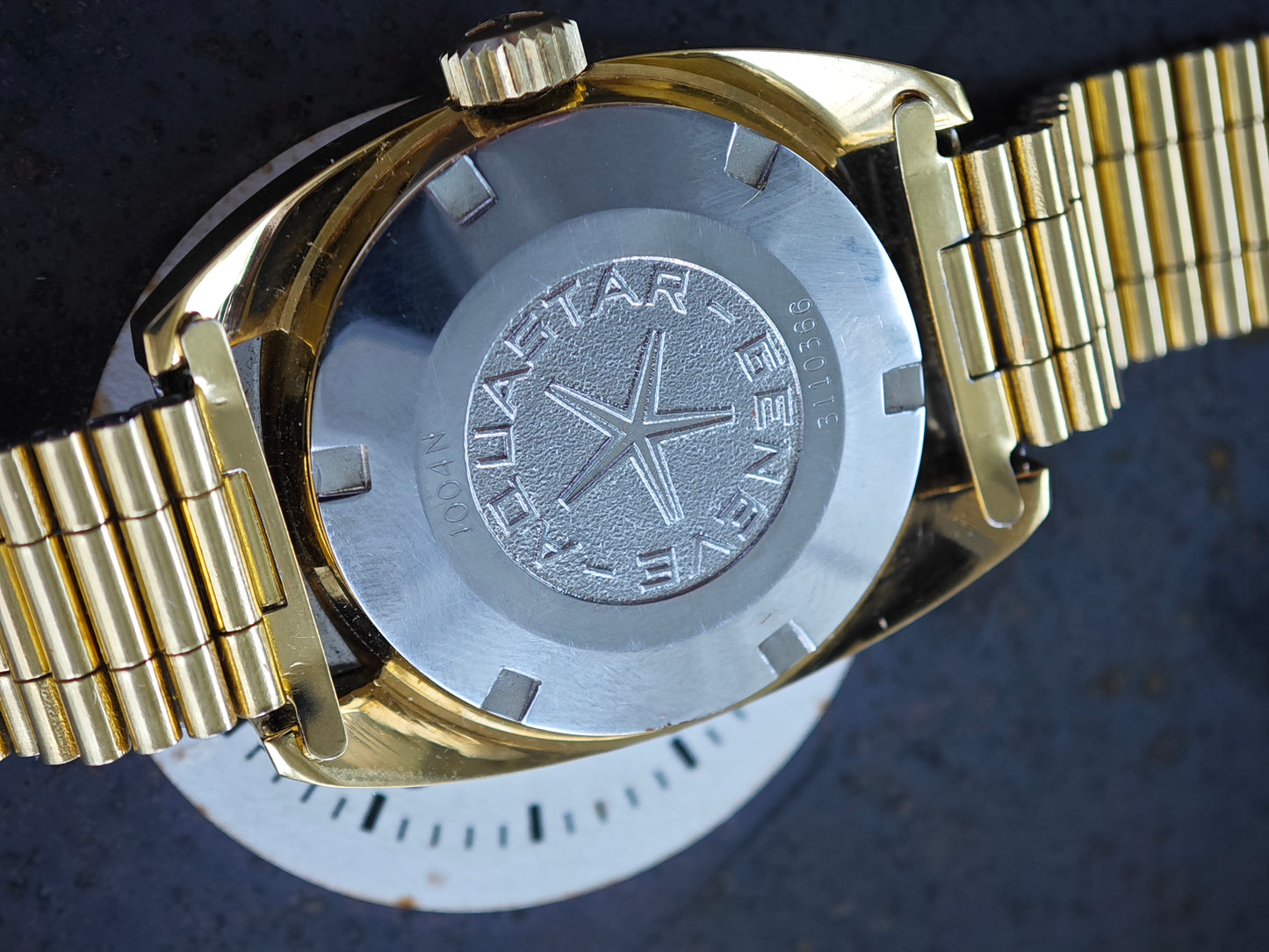 NOS Aquastar SeaTime vergoldet &amp; NSA Armband und Box UNISEX