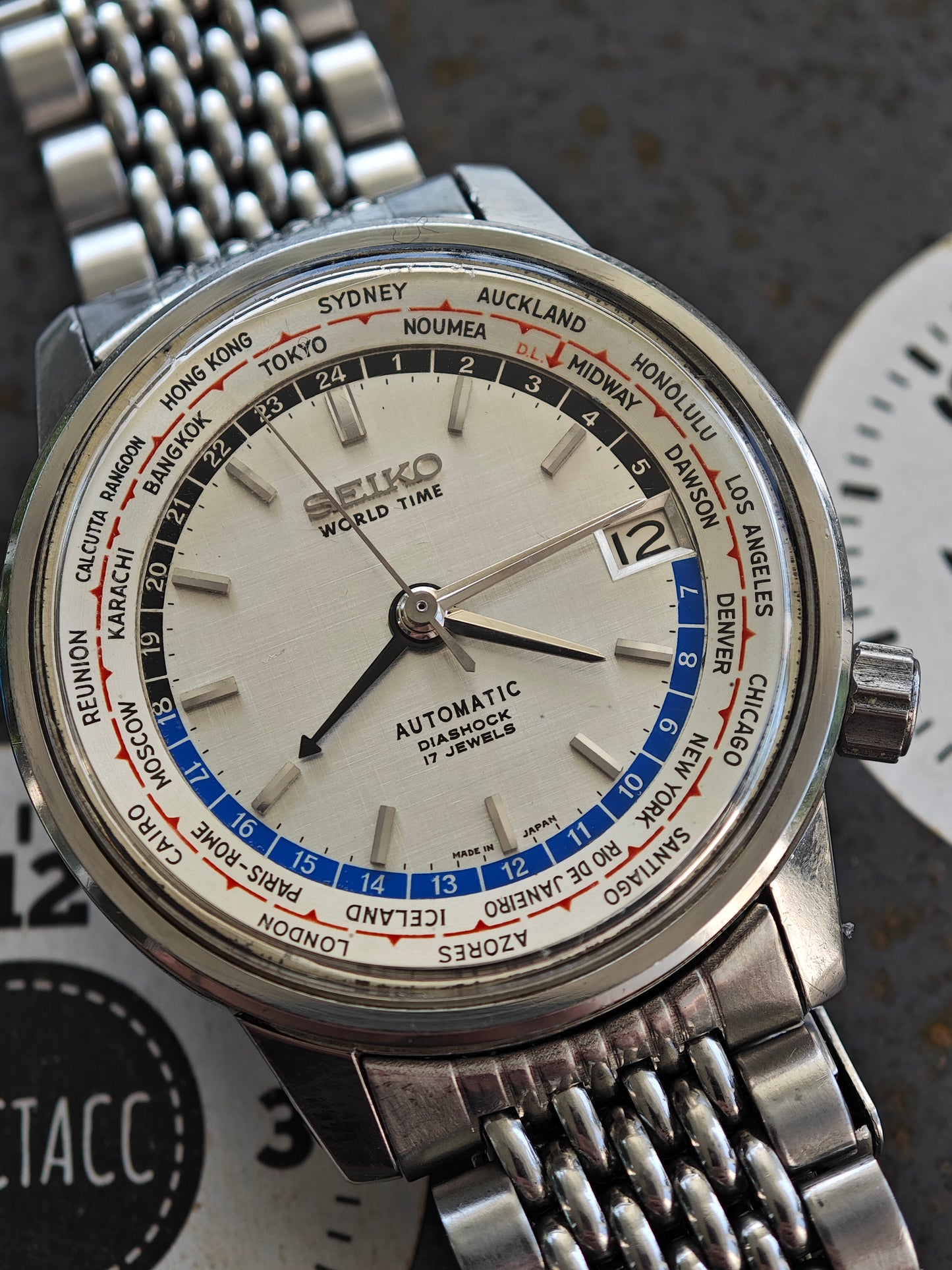 MINT+++ SEIKO WORLD TIME GMT 6217-7000 from 05-1964 original bracelet / 20 cm wrist size