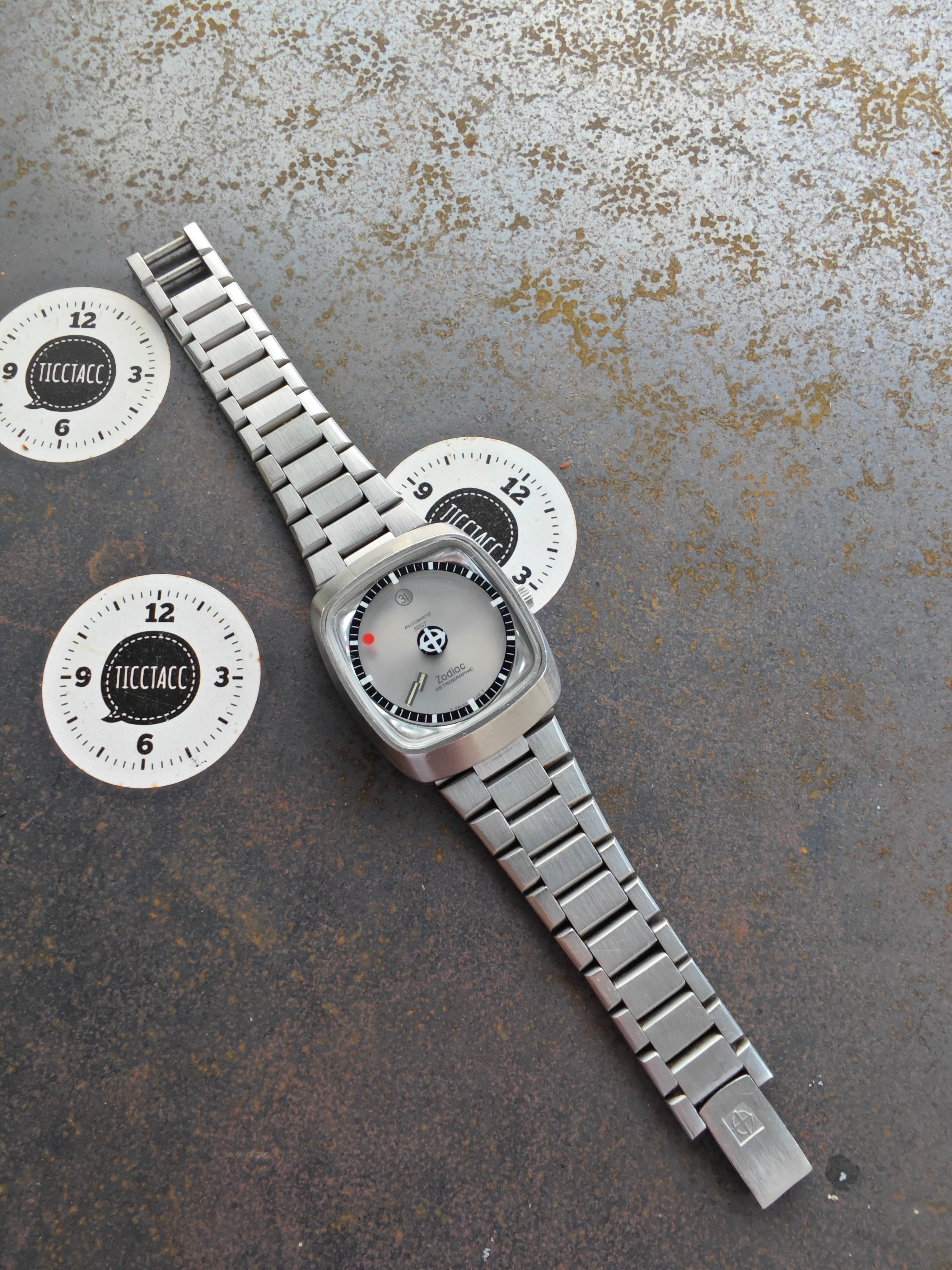 Zodiac Astrographic SST Mystery Silver Dial & Chatelain bracelet