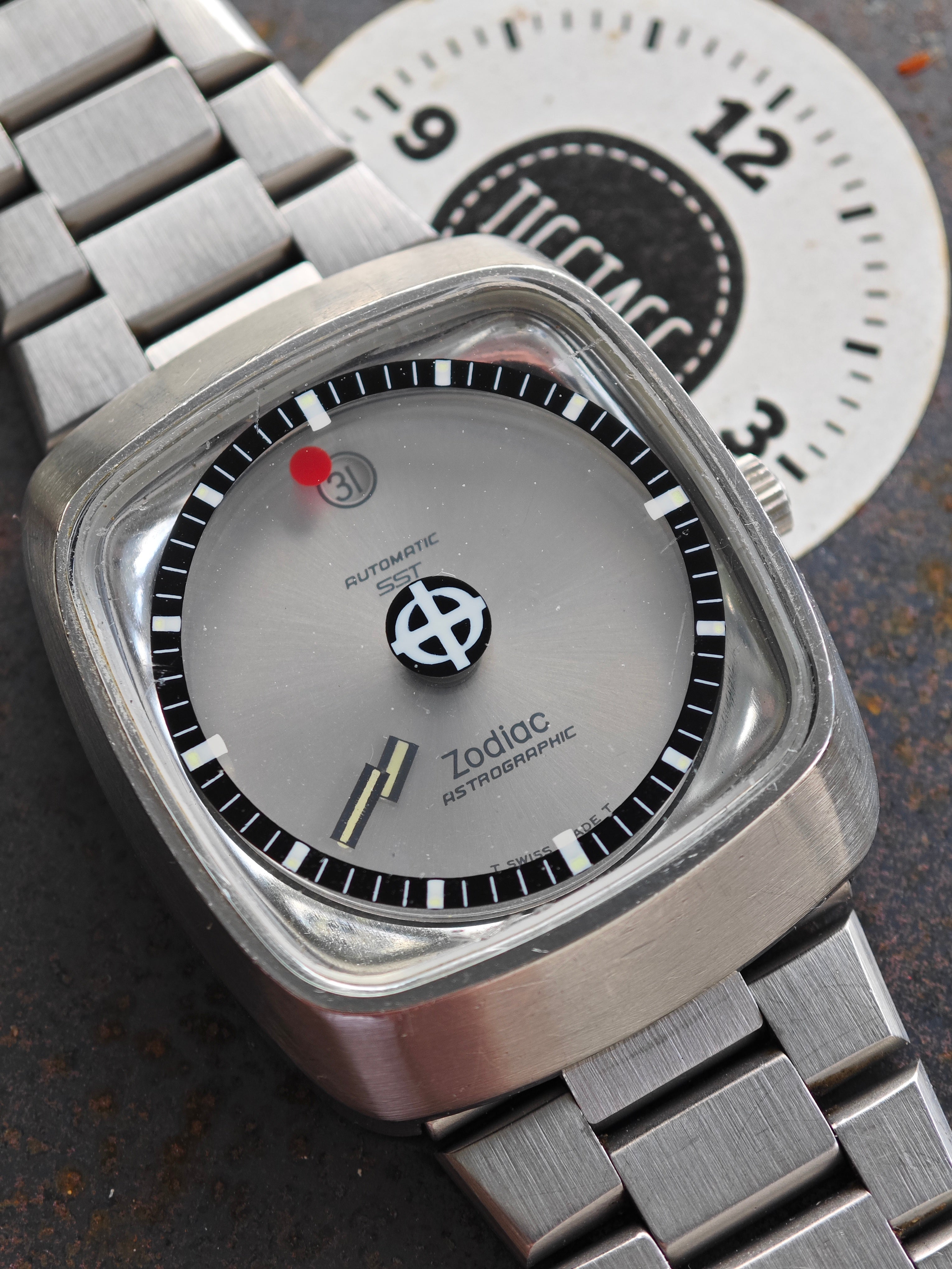 Zodiac Astrographic SST Mystery Silver Dial & Chatelain bracelet