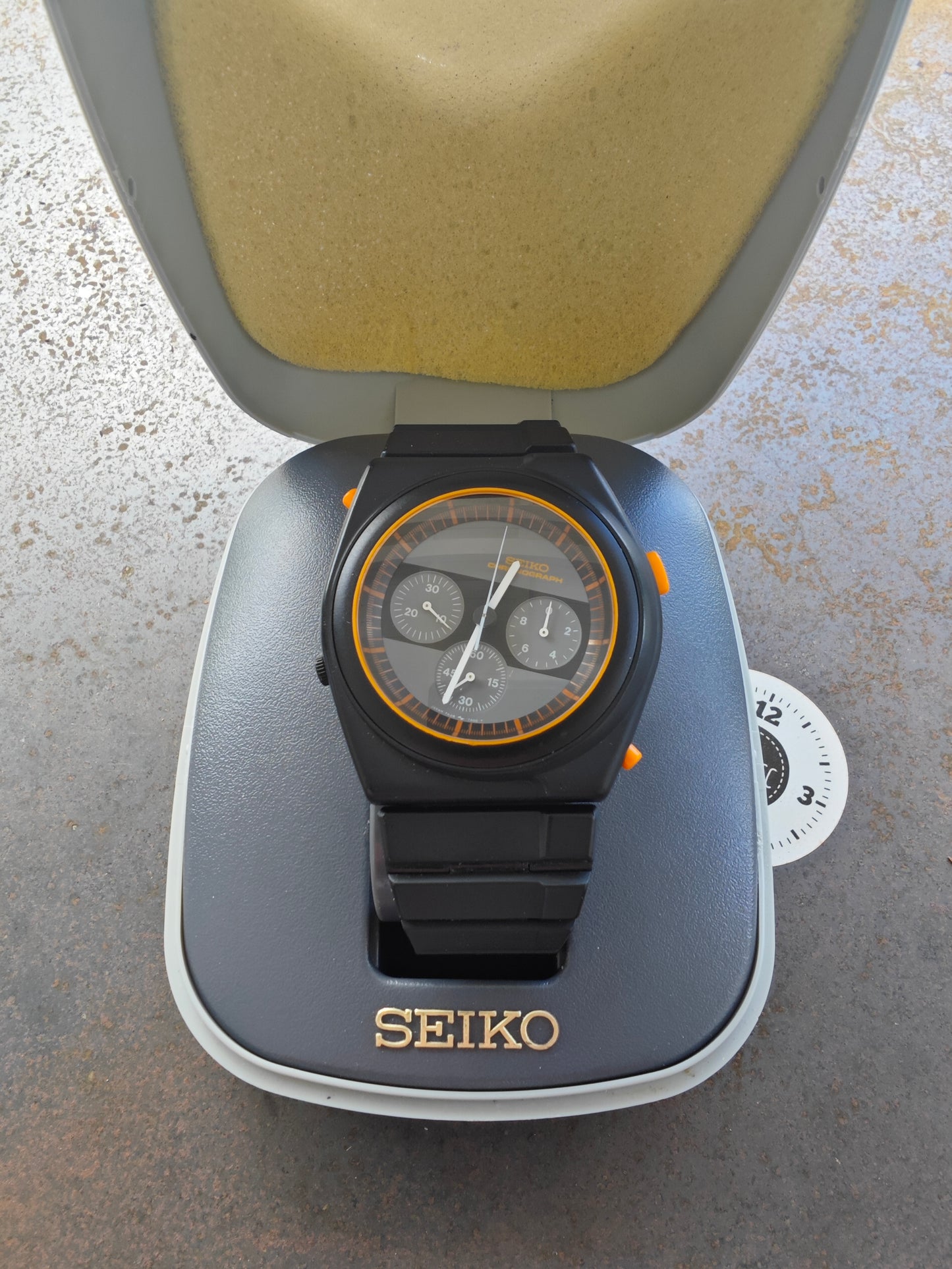 SEIKO 7a28-7A00 Giugiaro Design New Old Stock May 1986 Boxed Black