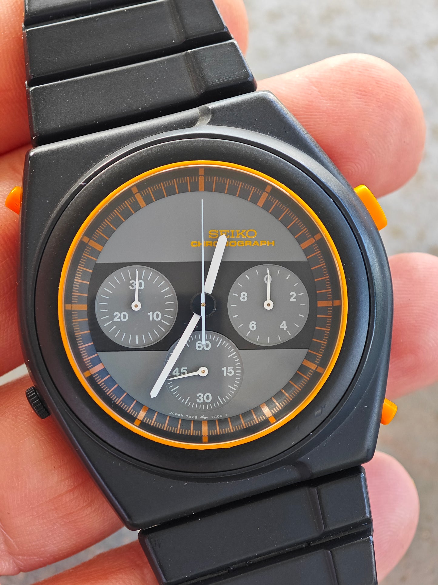 SEIKO 7a28-7A00 Giugiaro Design New Old Stock May 1986 Boxed Black