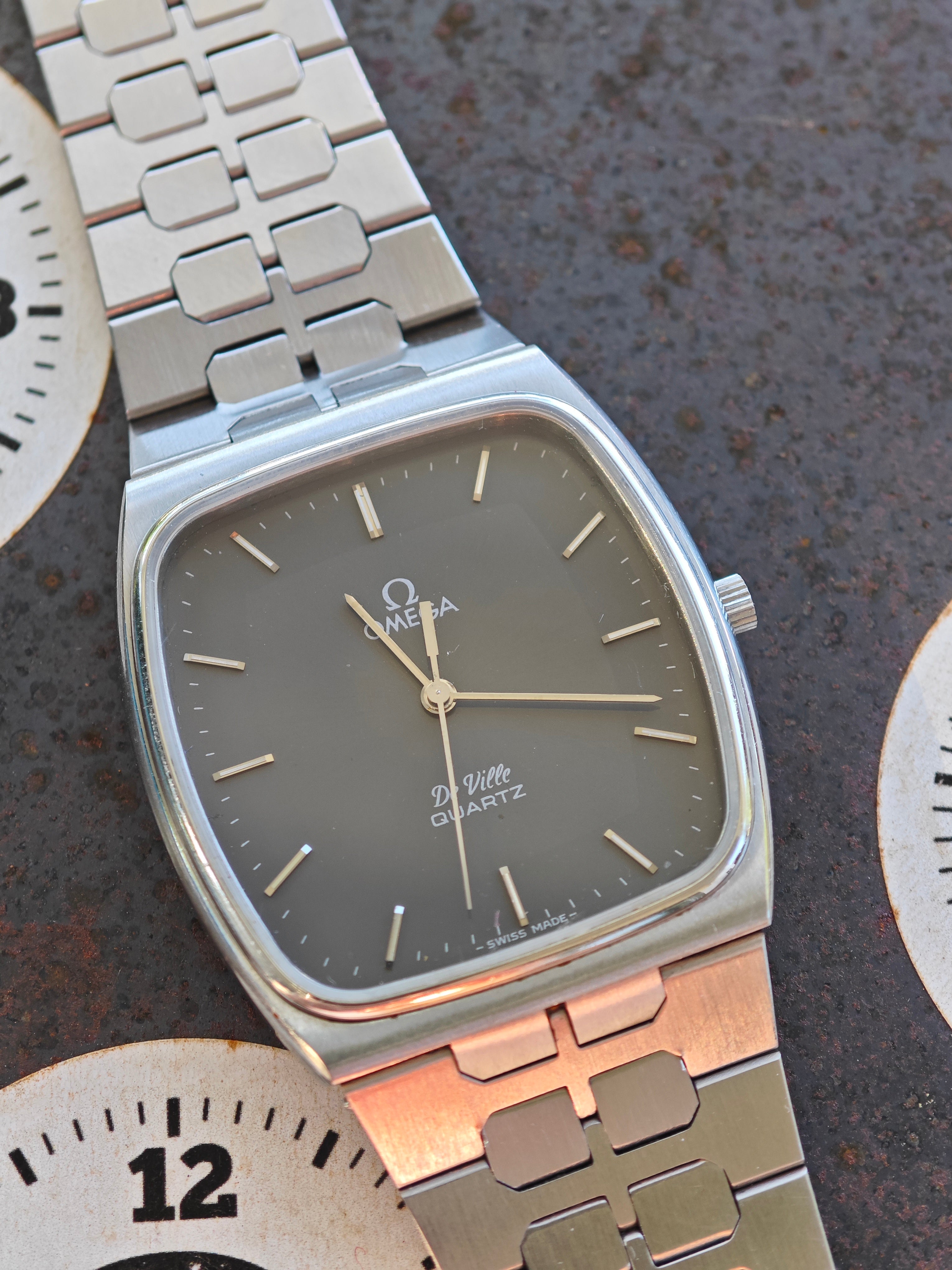 As New OMEGA DeVille De Ville Slate Dial AP style bracelet Cal