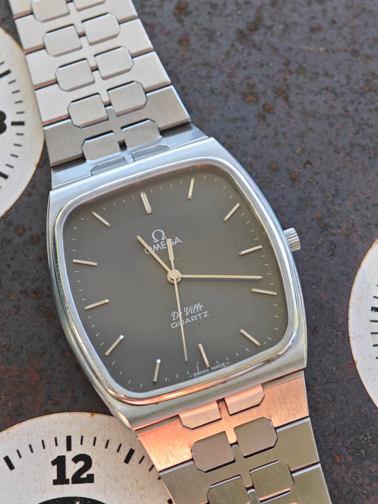 As New OMEGA DeVille De Ville Slate Dial AP style bracelet Cal. 1336