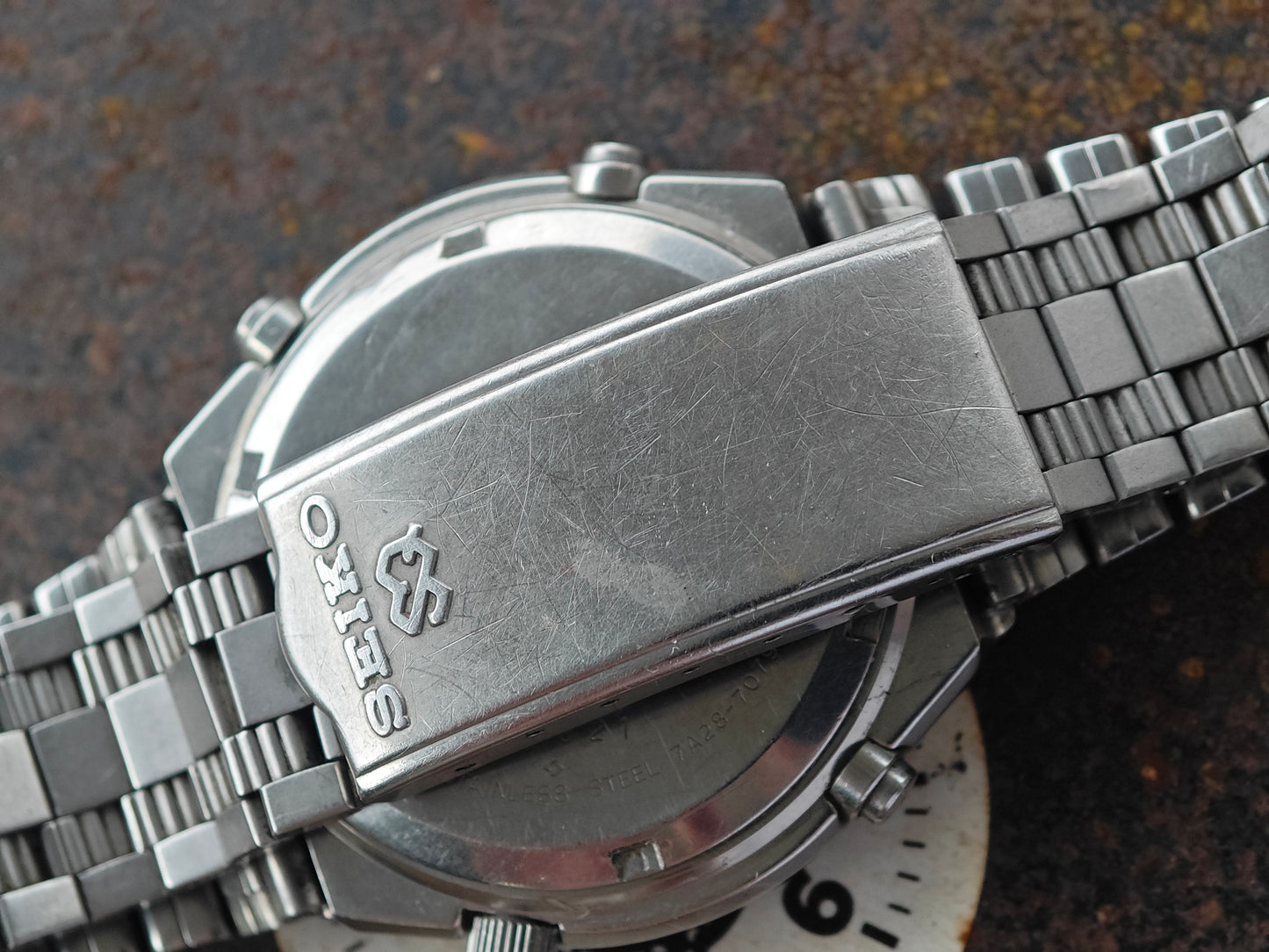 Rare SEIKO Grey Ghost 7a28-7079 with long 19cm bracelet