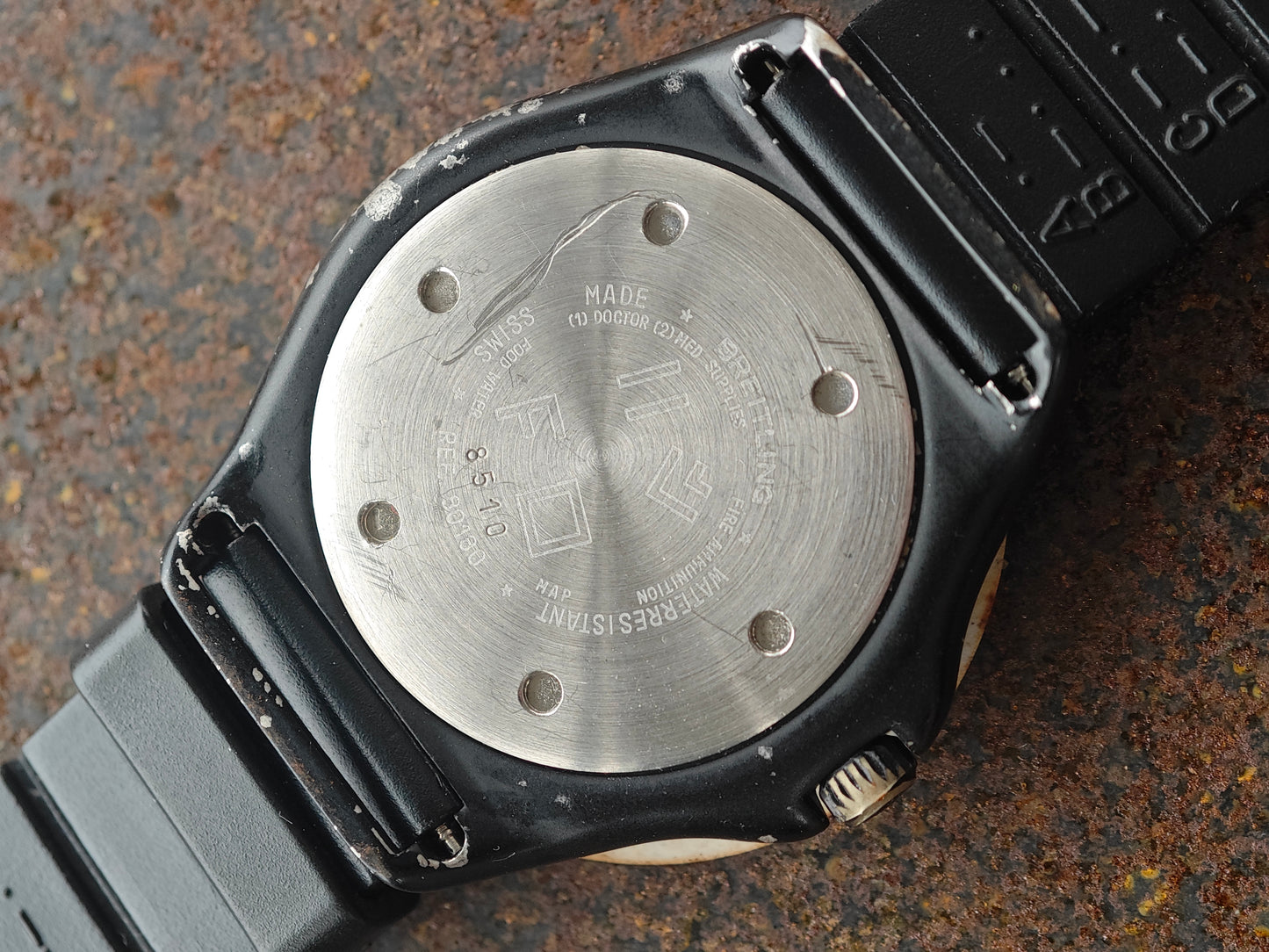 Amazing Breitling COLT 1st Generation Military watch black PVD & original Rubber Strap !!!