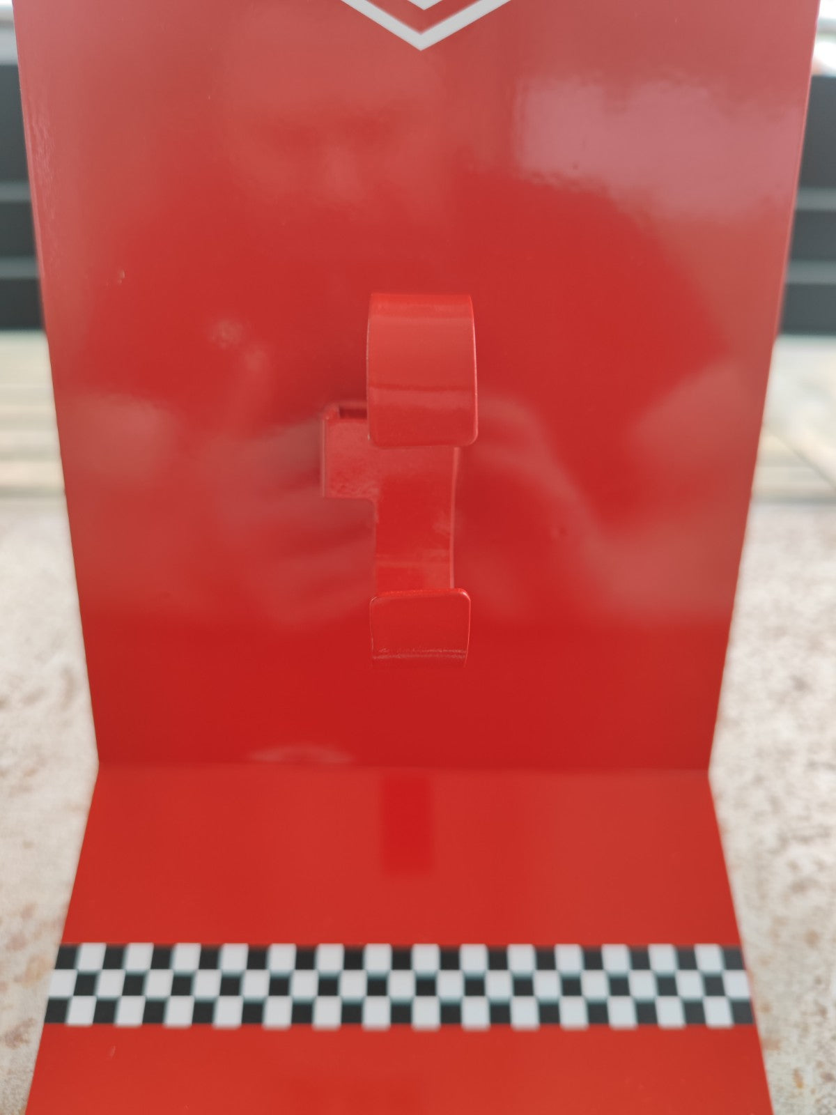 Rare Heuer Watch Stand with checkered flag